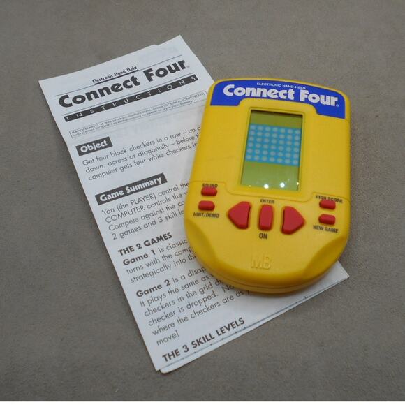 Vintage Connect Four Electronic Handheld Game Milton Bradley 1995 Works - Picture 3 of 8